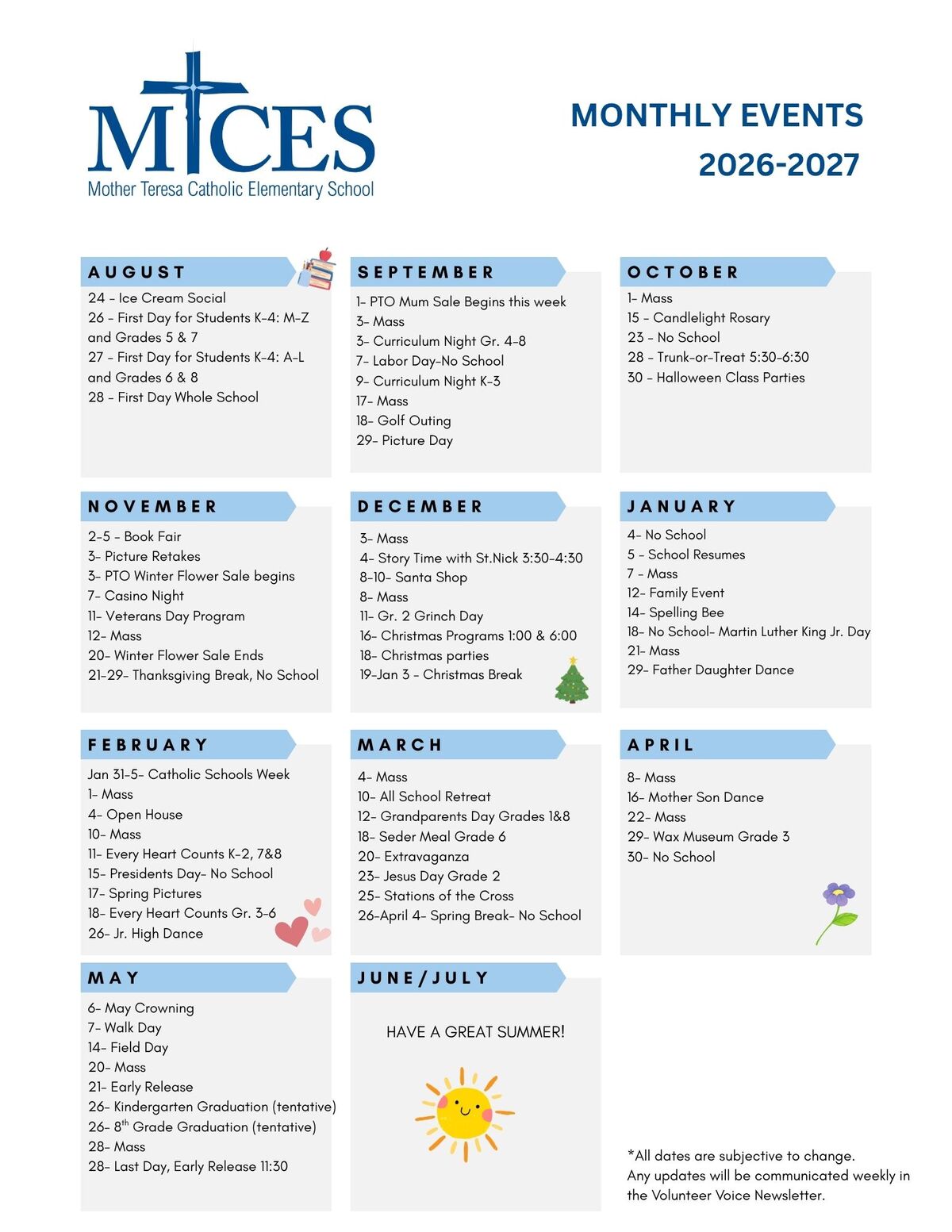 MTCES Monthly Events 2026-2027